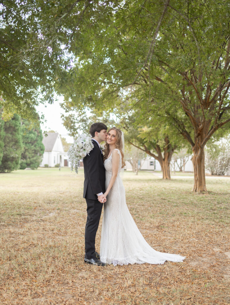 bride and groom at Infantry Chapel in Fort Moore Georgia
