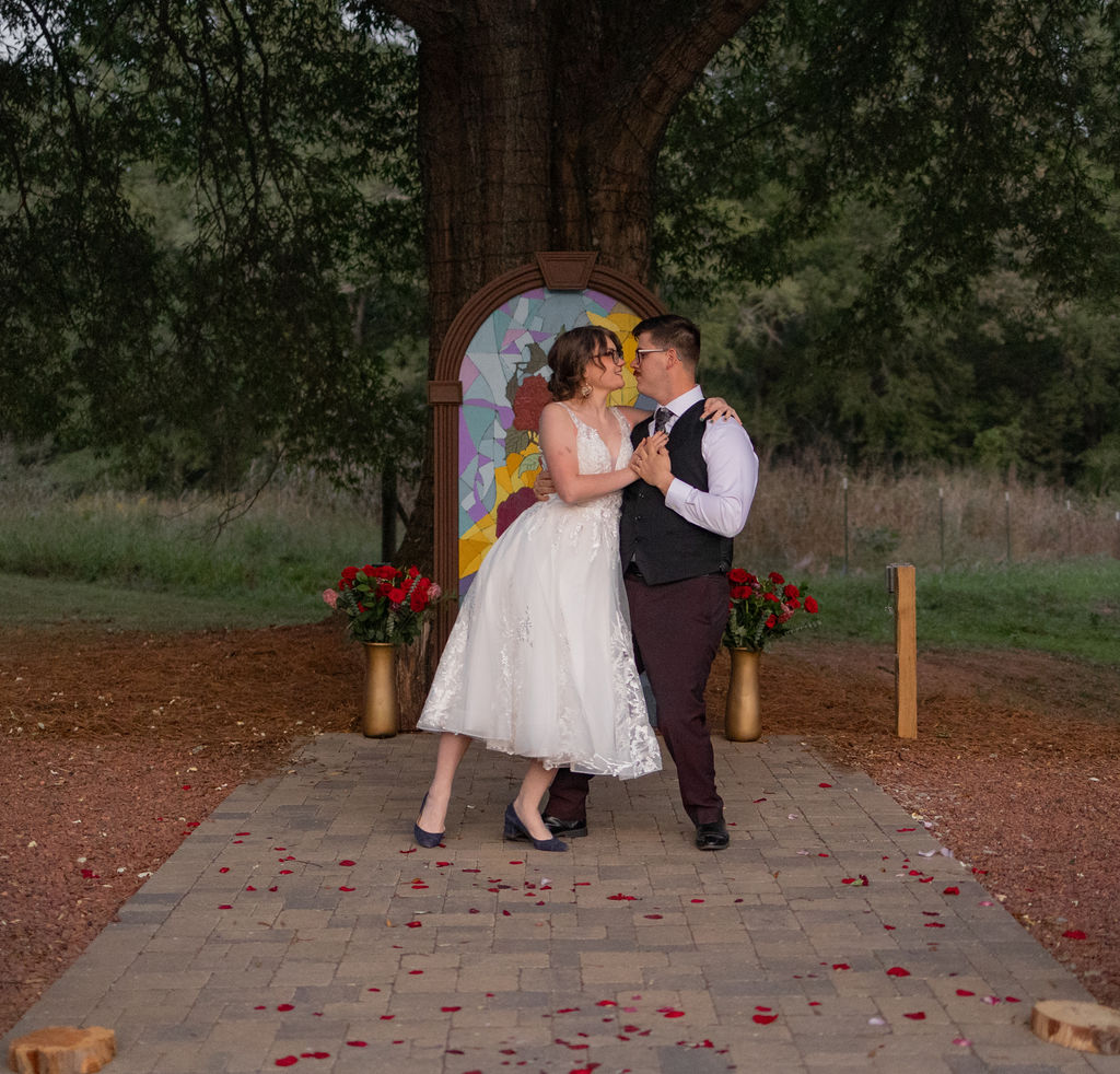 bride and groom dancing at The Whiskey Bonding Farm by Amanda Richardson Photography